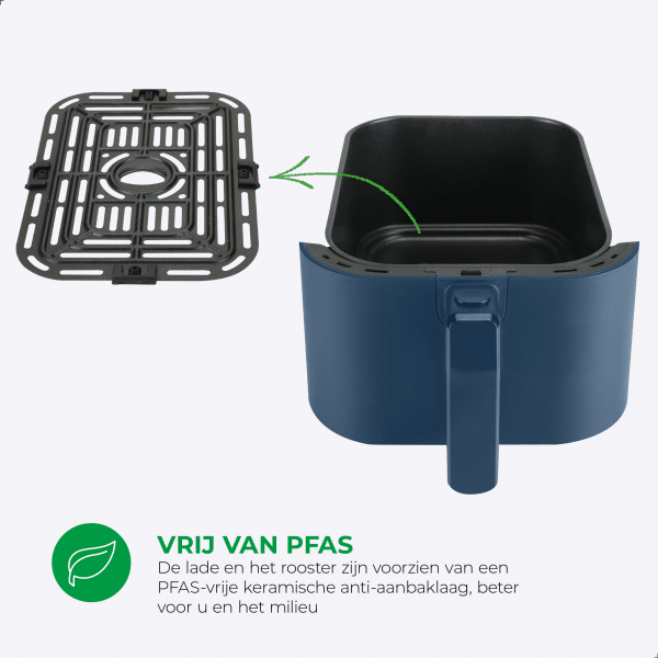 Slimfit Airfryer Pure XL 5L - Blauw - PFAS-vrij - Afbeelding 8