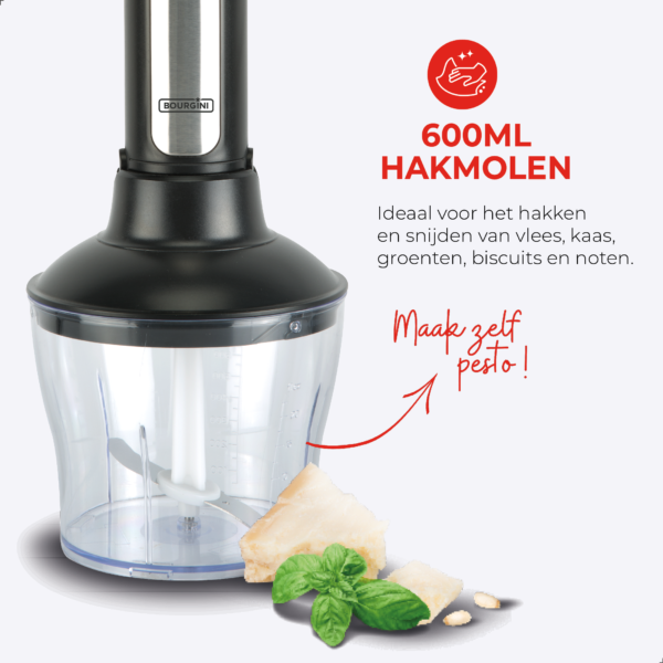 Staafmixer Set - 1500 watt + hakmolen & maatbeker