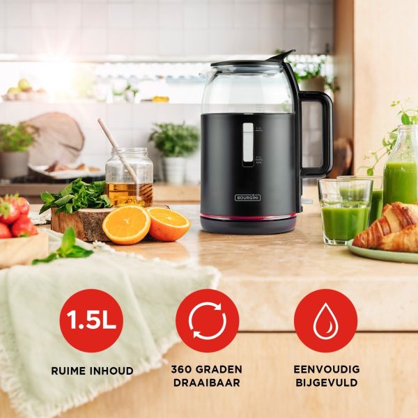 Glazen Waterkoker - 1,5L - Afbeelding 3