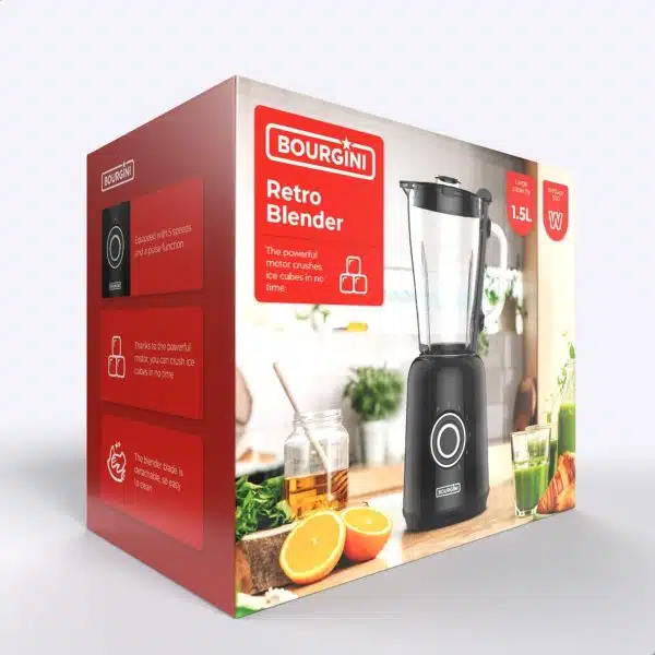 Retro Blender – 1,5L Glazen kan – 500W - 5 snelheden en pulsfunctie - Afbeelding 9
