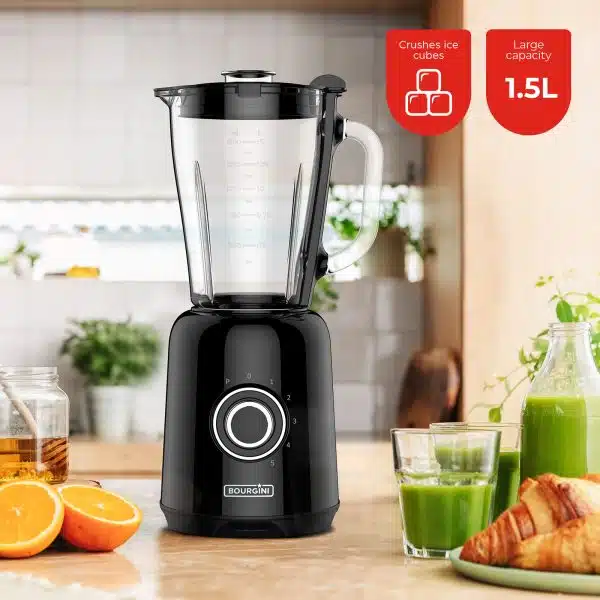 Retro Blender – 1,5L Glazen kan – 500W - 5 snelheden en pulsfunctie - Afbeelding 2