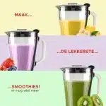 Retro Blender – 1,5L Glazen kan – 500W - 5 snelheden en pulsfunctie