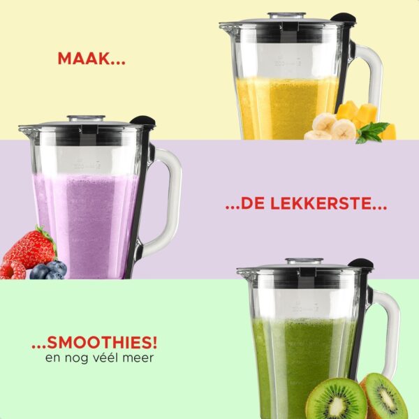 Retro Blender – 1,5L Glazen kan – 500W - 5 snelheden en pulsfunctie