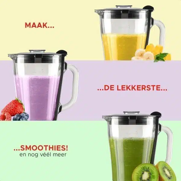 Retro Blender – 1,5L Glazen kan – 500W - 5 snelheden en pulsfunctie - Afbeelding 3