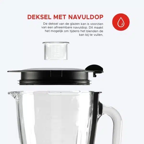 Retro Blender – 1,5L Glazen kan – 500W - 5 snelheden en pulsfunctie - Afbeelding 8