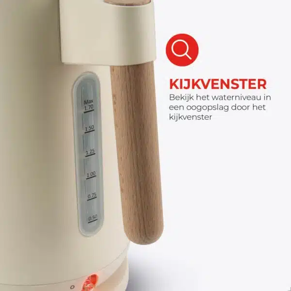 Harmony Waterkoker - 1,7L - Waterkoker met beukenhouten details - Afbeelding 7