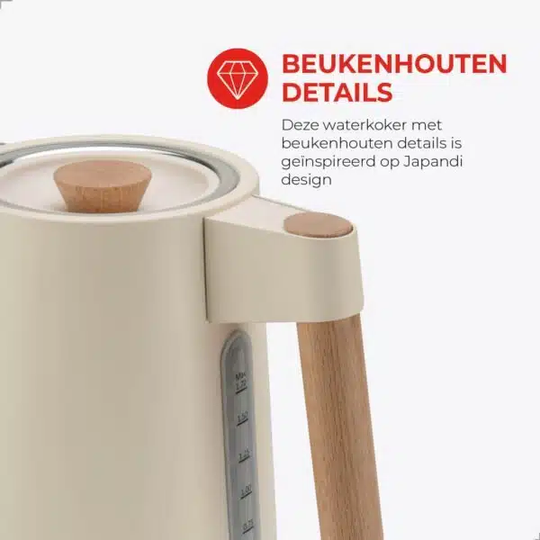 Harmony Waterkoker - 1,7L - Waterkoker met beukenhouten details - Afbeelding 4