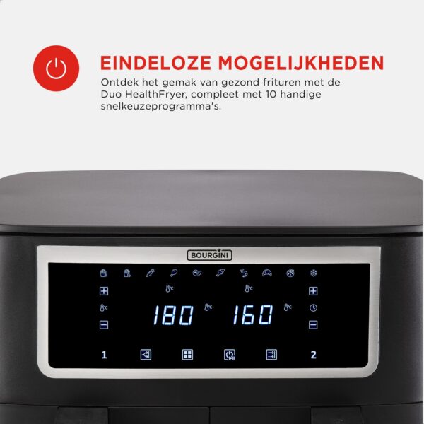 Duo Airfryer 8.0L - 2x 4.0L - Zwart - PFAS-vrij