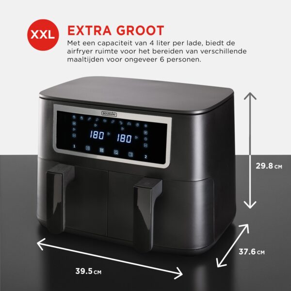 Duo Airfryer 8.0L - 2x 4.0L - Zwart - PFAS-vrij
