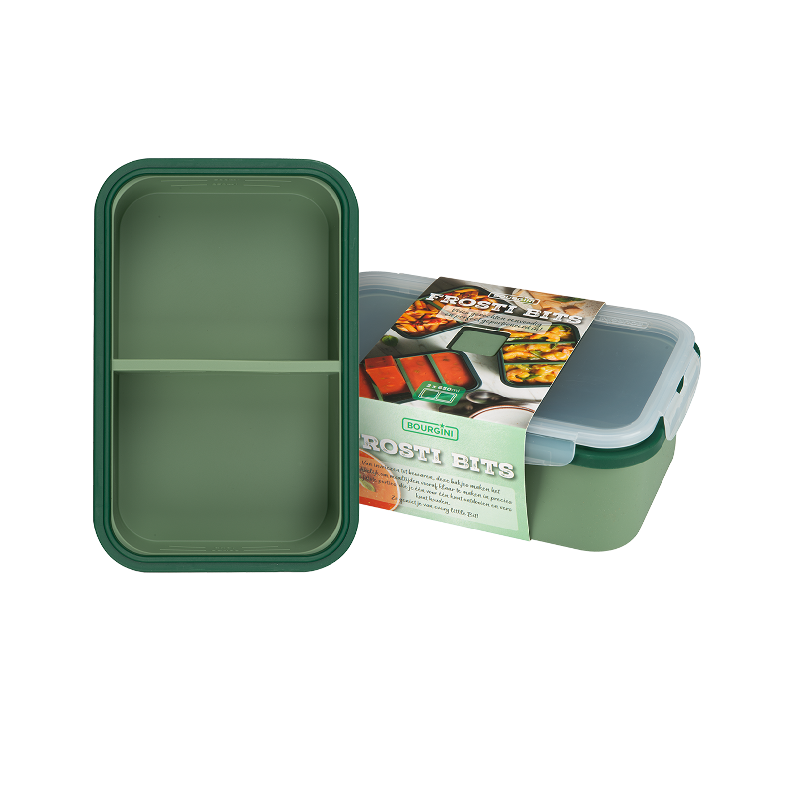 Frosti Bits - 2 x 650ml Voordeelset - 2 Stuks Siliconen Meal Prep Bakjes - BPA-vrij