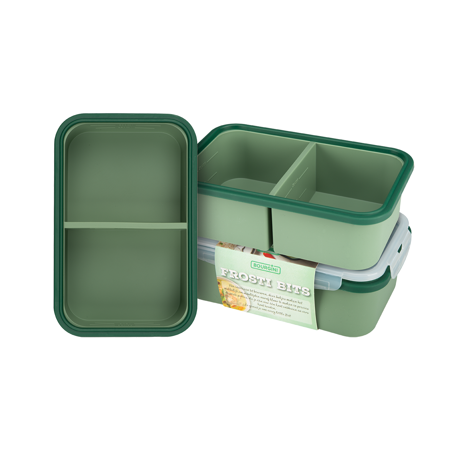 Frosti Bits - 2 x 650ml Voordeelset - 3 Stuks Siliconen Meal Prep Bakjes - BPA-vrij