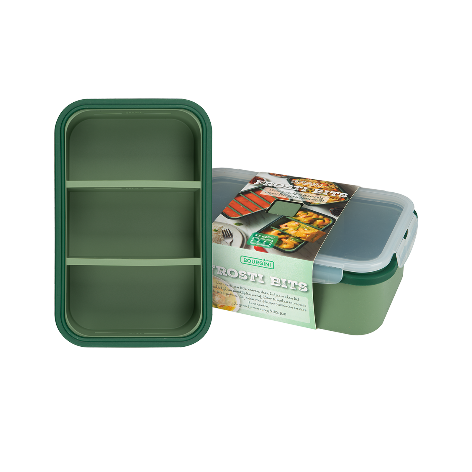 Frosti Bits - 3 x 425ml Voordeelset - 2 Stuks Siliconen Meal Prep Bakjes - BPA-vrij
