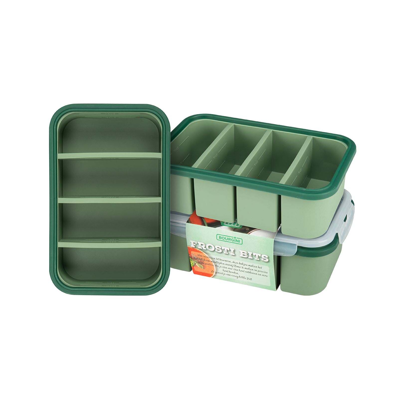 Frosti Bits - 4 x 300ml Voordeelset - 3 Stuks Siliconen Meal Prep Bakjes - BPA-vrij