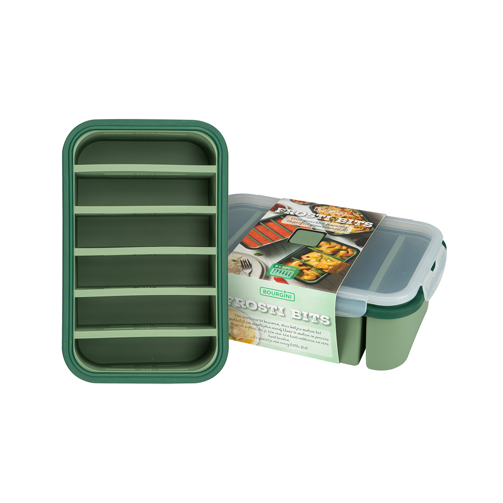 Frosti Bits - 6 x 200ml Voordeelset - 2 Stuks Siliconen Meal Prep Bakjes - BPA-vrij