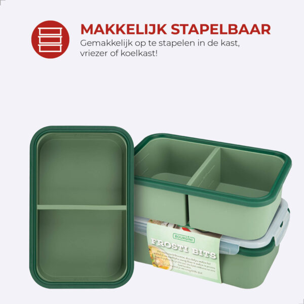 Frosti Bits – 2 x 650ml Voordeelset – 3 Stuks Siliconen Meal Prep Bakjes – BPA-vrij