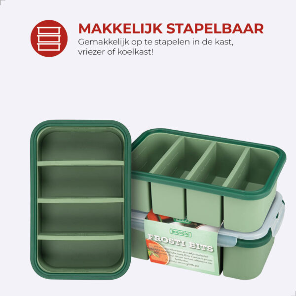 Frosti Bits – 4 x 300ml Voordeelset – 3 Stuks Siliconen Meal Prep Bakjes – BPA-vrij